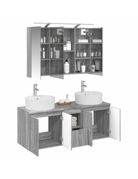 Set di Armadi da Bagno 4 pcs Sonoma grigio Legno ingegnerizzato