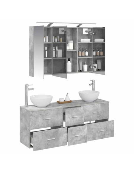 Set di mobili per il bagno 4 pcs Grigio Cemento