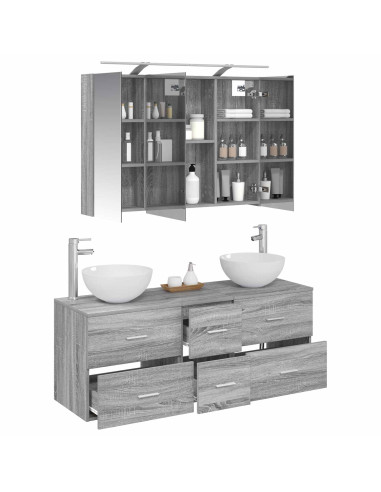 Set di mobili per il bagno 4 pcs Sonoma grigio