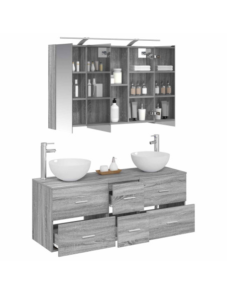 Set di mobili per il bagno 4 pcs Sonoma grigio