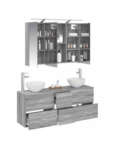 Set di mobili per il bagno 4 pcs Sonoma grigio