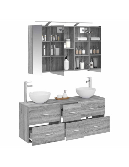 Set di mobili per il bagno 4 pcs Sonoma grigio