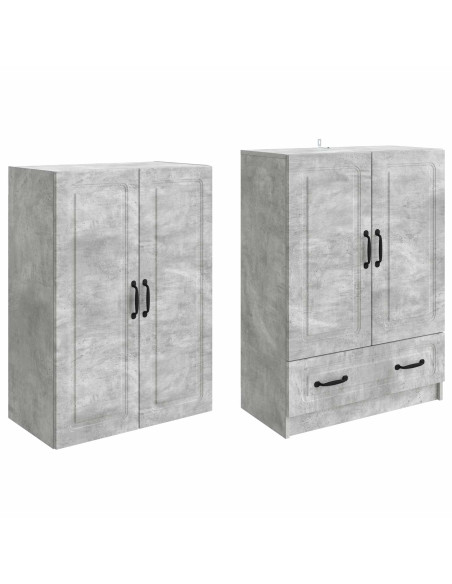 Set di armadi 2 pcs Grigio Cemento Legno ingegnerizzato