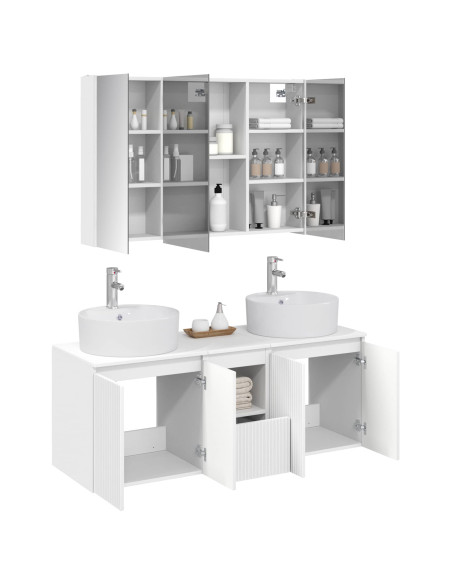 Set di Armadi da Bagno 4 pcs Bianco Legno ingegnerizzato