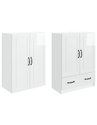 Set di armadi 2 pcs Bianco Lucido Legno ingegnerizzato