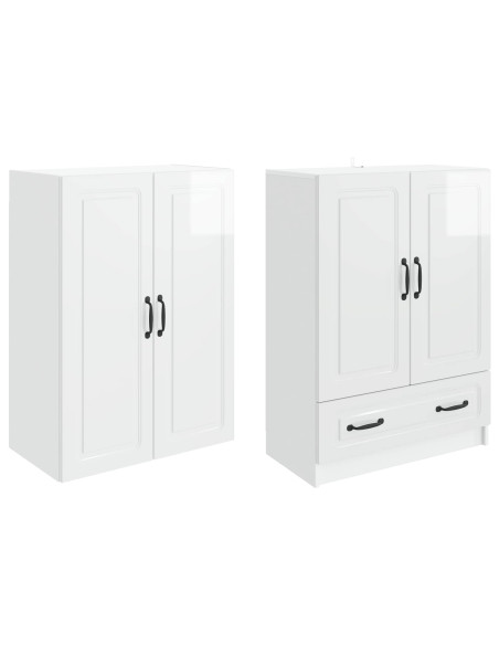 Set di armadi 2 pcs Bianco Lucido Legno ingegnerizzato
