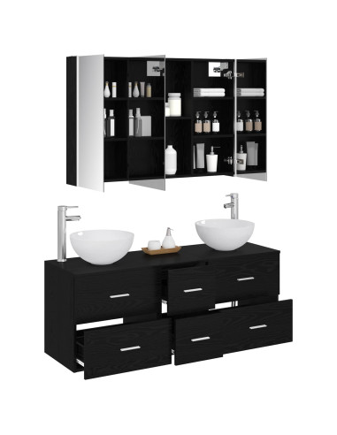 Set di mobili per il bagno 4 pcs Rovere Nero