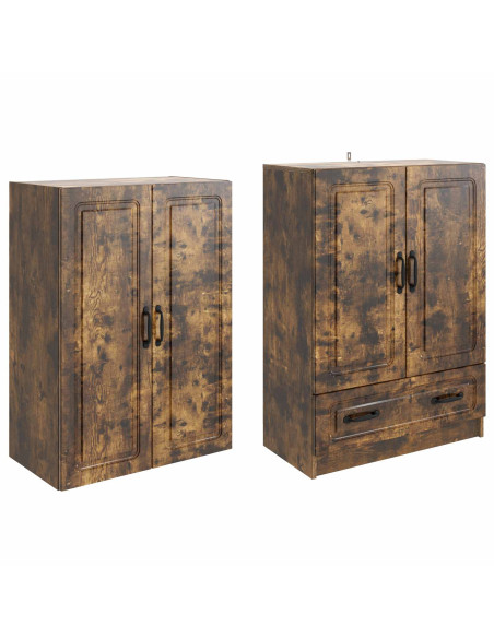 Set di armadi 2 pcs Rovere Fumo Legno ingegnerizzato