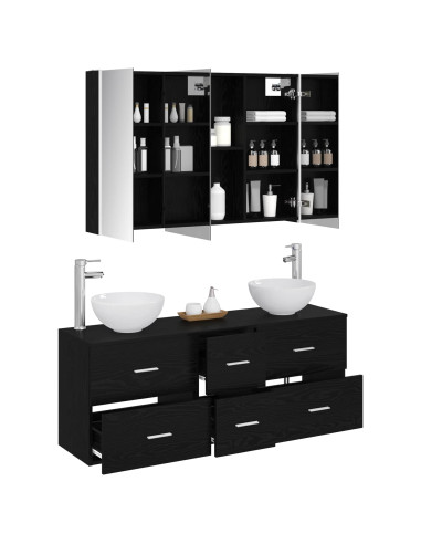 Set di mobili per il bagno 4 pcs Rovere Nero