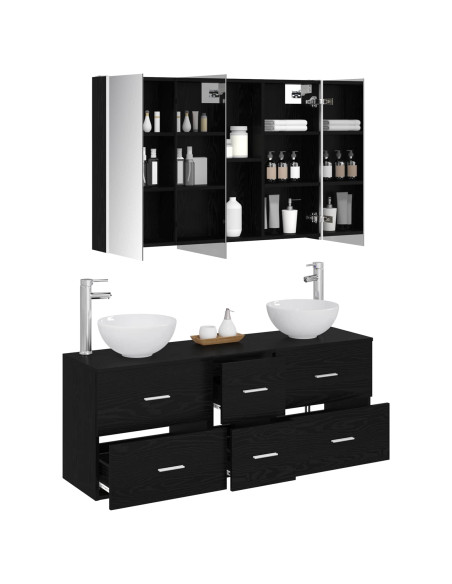 Set di mobili per il bagno 4 pcs Rovere Nero