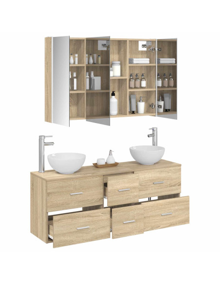 Set di mobili per il bagno 4 pcs Rovere Sonoma