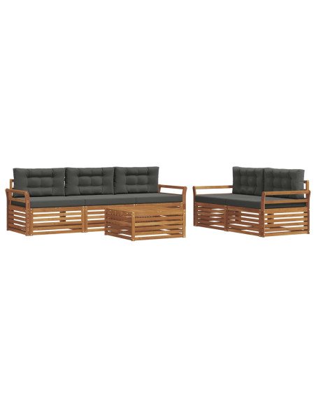 Set di divani da esterno con cuscino 6 pcs Naturale e Antracite