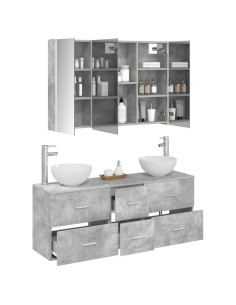 Set di mobili per il bagno 4 pcs Grigio Cemento 2