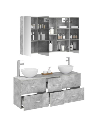 Set di mobili per il bagno 4 pcs Grigio Cemento