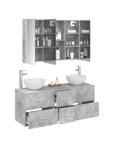 Set di mobili per il bagno 4 pcs Grigio Cemento