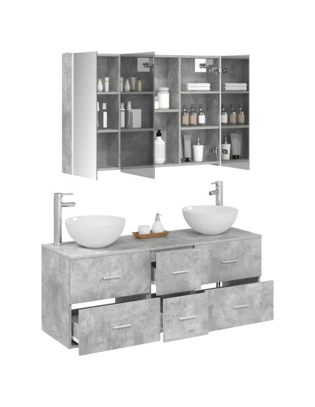 Set di mobili per il bagno 4 pcs Grigio Cemento