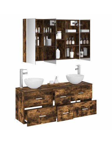 Set di mobili per il bagno 4 pcs Rovere Fumo