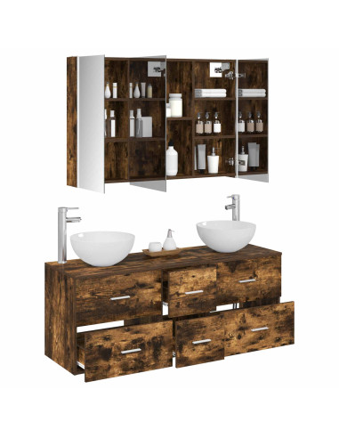 Set di mobili per il bagno 4 pcs Rovere Fumo