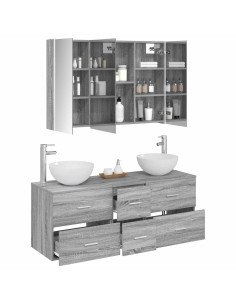 Set di mobili per il bagno 4 pcs Sonoma grigio 2