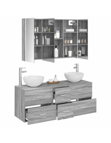 Set di mobili per il bagno 4 pcs Sonoma grigio