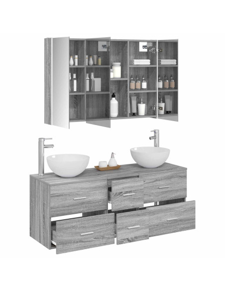 Set di mobili per il bagno 4 pcs Sonoma grigio