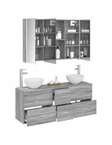 Set di mobili per il bagno 4 pcs Sonoma grigio