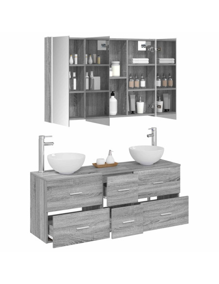 Set di mobili per il bagno 4 pcs Sonoma grigio