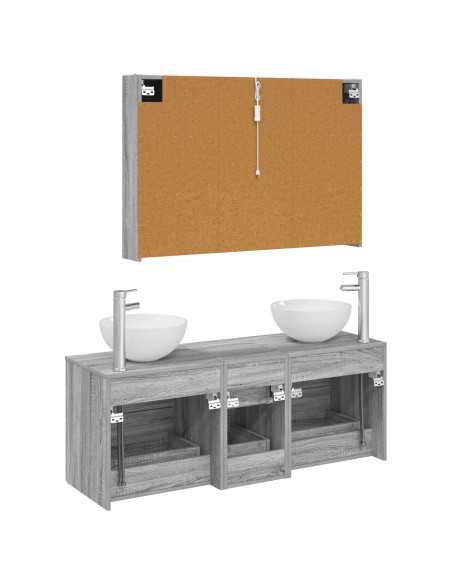 Set di mobili per il bagno 4 pcs Sonoma grigio