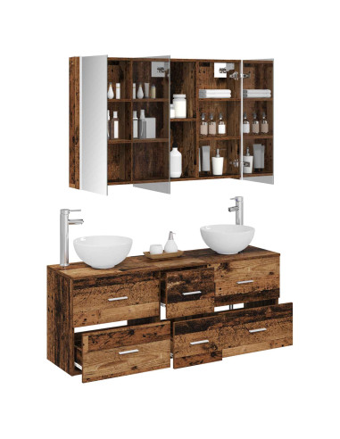Set di mobili per il bagno 4 pcs Legno antico