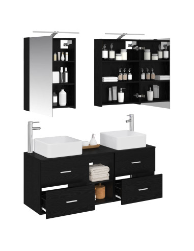 Set di mobili per il bagno 5 pcs Rovere Nero
