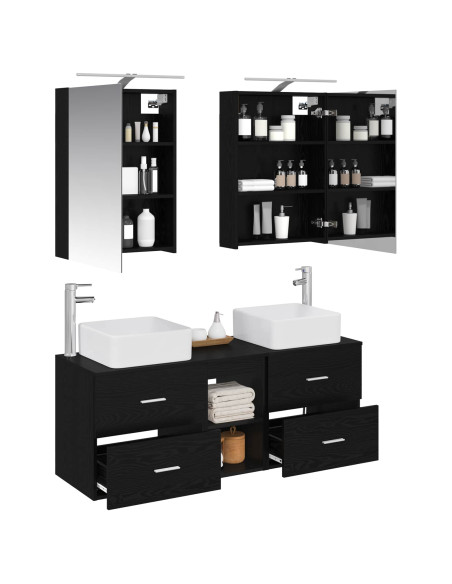 Set di mobili per il bagno 5 pcs Rovere Nero