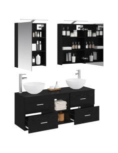 Set di mobili per il bagno 5 pcs Rovere Nero 2