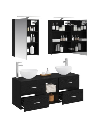 Set di mobili per il bagno 5 pcs Rovere Nero