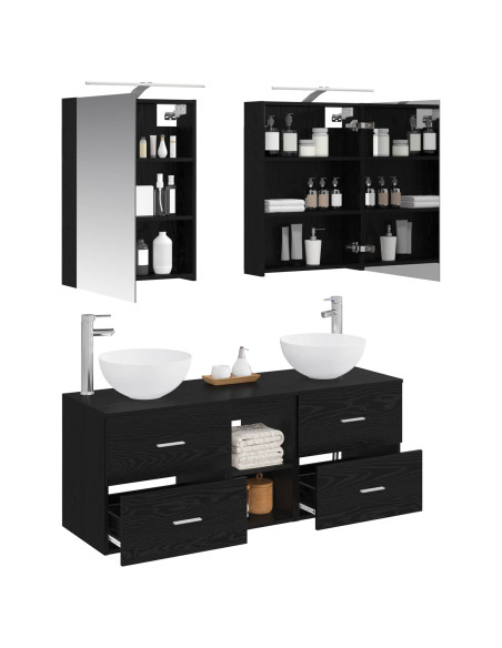 Set di mobili per il bagno 5 pcs Rovere Nero