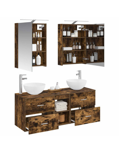 Set di mobili per il bagno 5 pcs Rovere Fumo