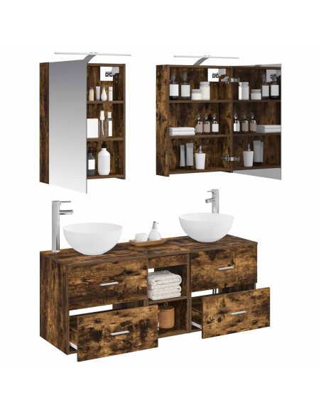 Set di mobili per il bagno 5 pcs Rovere Fumo