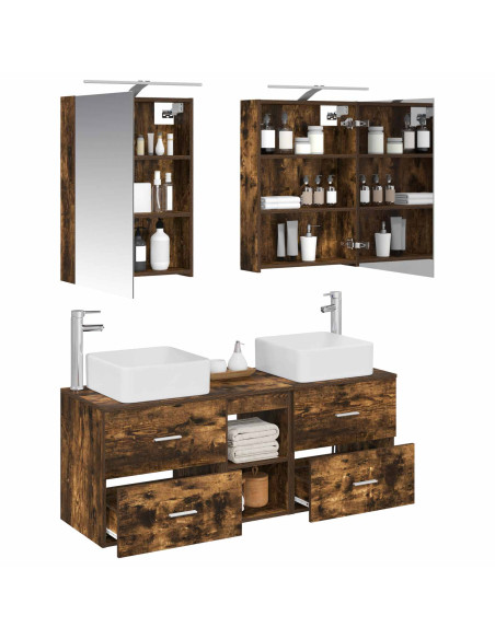 Set di mobili per il bagno 5 pcs Rovere Fumo