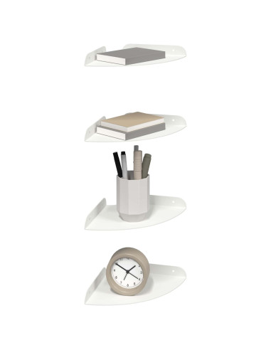 Mensola sospesa con lo scaffale 4 pcs Bianco 18 x 18 x 2 cm