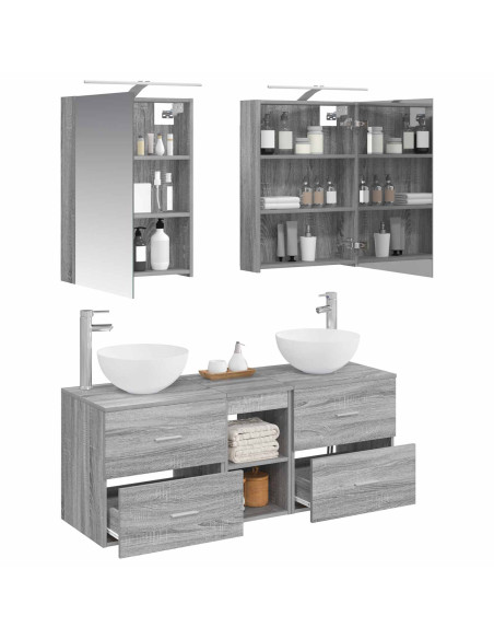 Set di mobili per il bagno 5 pcs Sonoma grigio