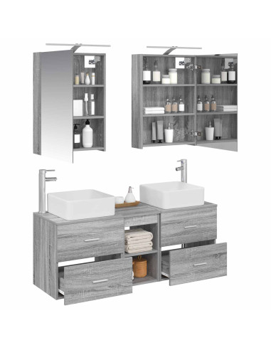 Set di mobili per il bagno 5 pcs Sonoma grigio
