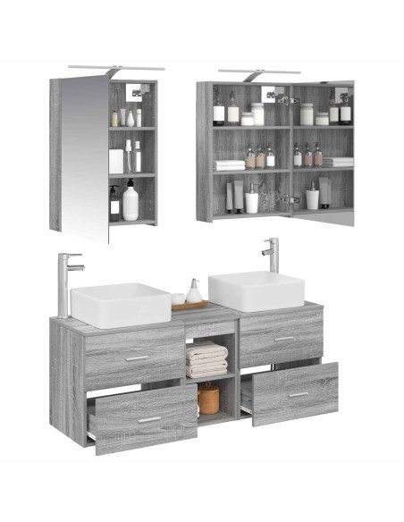 Set di mobili per il bagno 5 pcs Sonoma grigio
