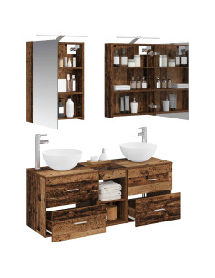 Set di mobili per il bagno 5 pcs Legno antico 2