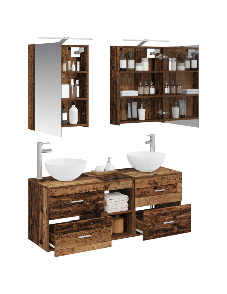 Set di mobili per il bagno 5 pcs Legno antico