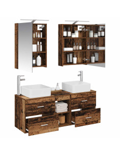 Set di mobili per il bagno 5 pcs Legno antico 2