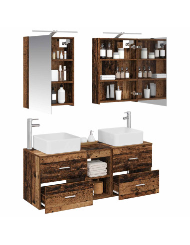 Set di mobili per il bagno 5 pcs Legno antico