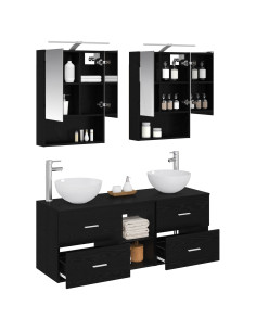 Set di mobili per il bagno 5 pcs Rovere Nero 2