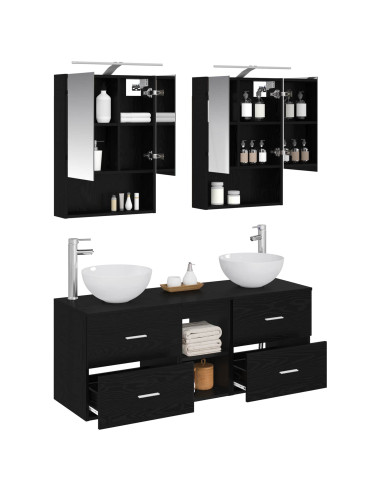 Set di mobili per il bagno 5 pcs Rovere Nero