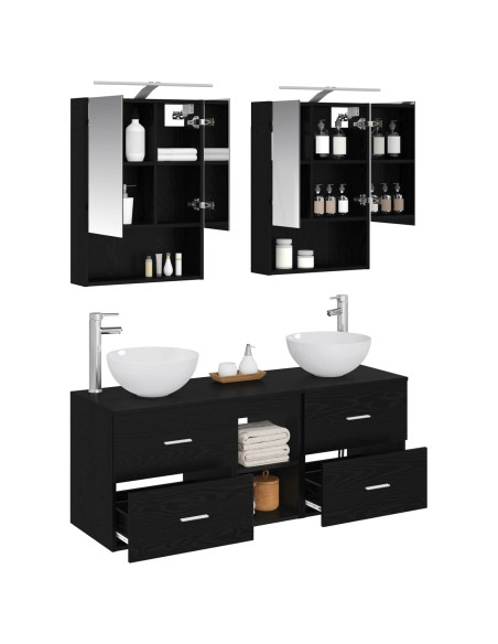 Set di mobili per il bagno 5 pcs Rovere Nero