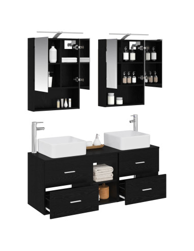 Set di mobili per il bagno 5 pcs Rovere Nero