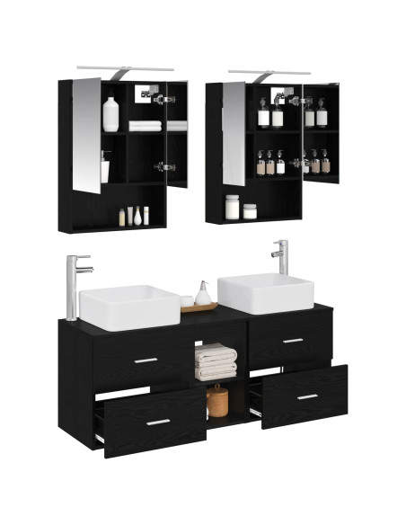 Set di mobili per il bagno 5 pcs Rovere Nero